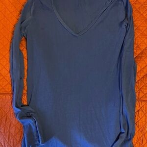 J. Crew Deep Blue Long Sleeve V-Neck Top